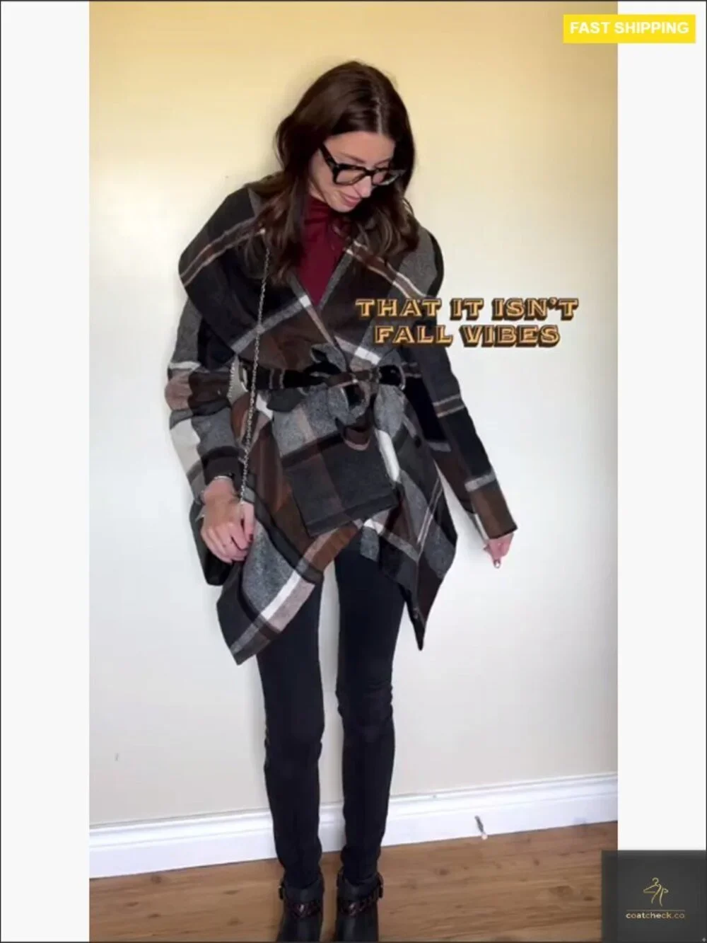 Turn Down Shawl Collar Asymmetric Hemline Wool Blend Coat Open Front Long Sleeve